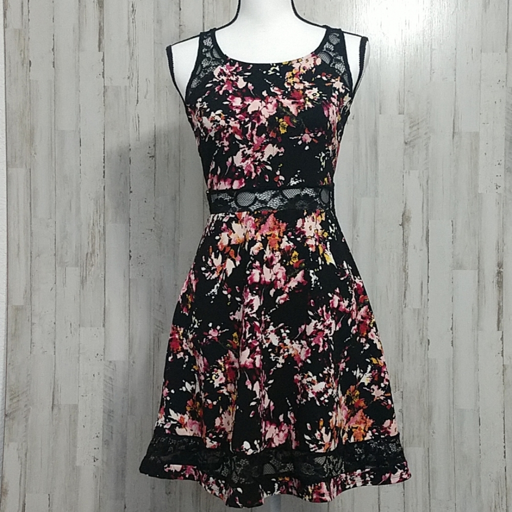 Material Girl Black Floral Dress